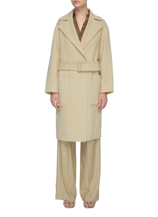 Main View - Click To Enlarge - VINCE - Belted Notch Lapel Patch Pocket Wool Blend Coat