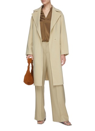 Figure View - Click To Enlarge - VINCE - Belted Notch Lapel Patch Pocket Wool Blend Coat