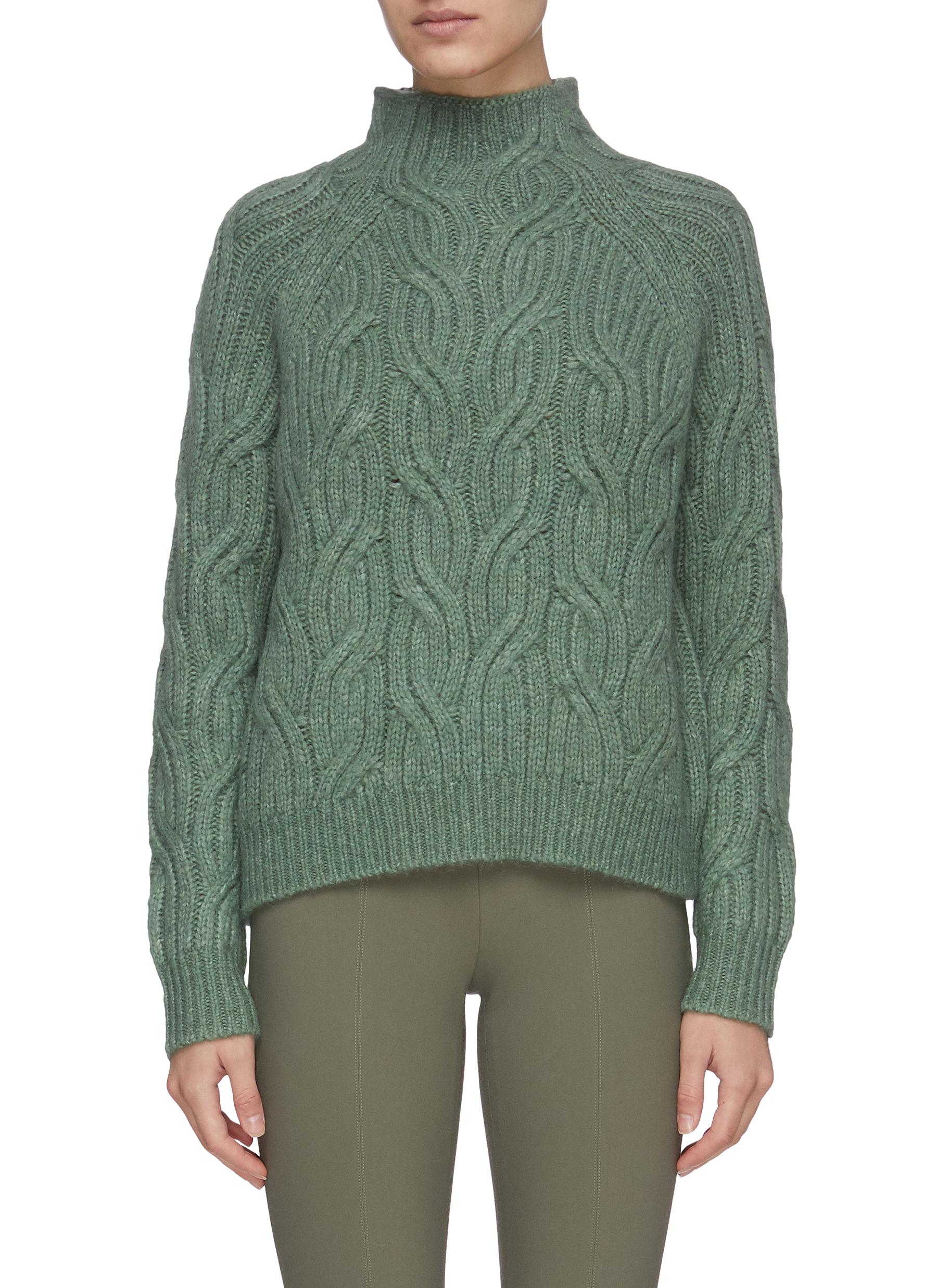 green high neck sweater