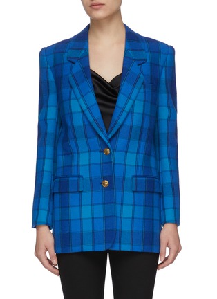 Main View - Click To Enlarge - SAINT LAURENT - Check Single Breast Wool Blazer