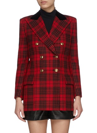 Main View - Click To Enlarge - SAINT LAURENT - Check Double Breast Wool Blazer