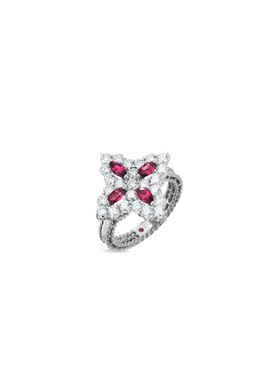 Main View - Click To Enlarge - ROBERTO COIN - 'Diamond princess' diamond ruby 18k white gold ring
