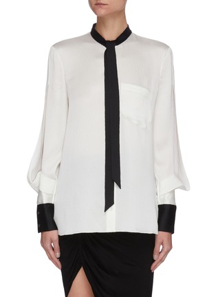 Main View - Click To Enlarge - ROLAND MOURET - Isleham' Contrast Accent Billow Sleeve Silk Blouse