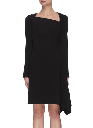 Main View - Click To Enlarge - ROLAND MOURET - 'Charwell' asymmetric neck ruffles outseam dress