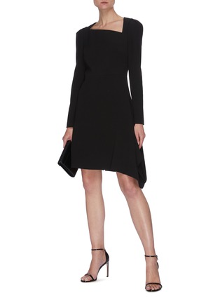 Figure View - Click To Enlarge - ROLAND MOURET - 'Charwell' asymmetric neck ruffles outseam dress