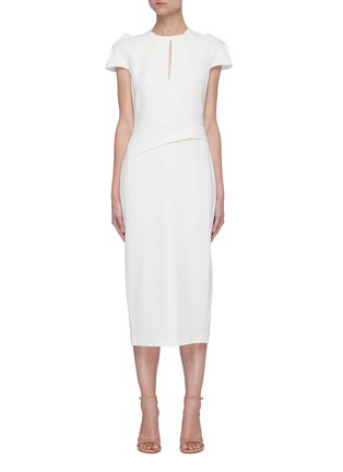 Main View - Click To Enlarge - ROLAND MOURET - Puff Sleeve Pleat Detail Midi Dress