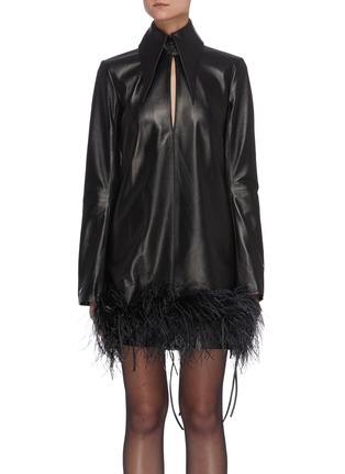 Main View - Click To Enlarge - 16ARLINGTON - Michelle' ostrich feather leather dress