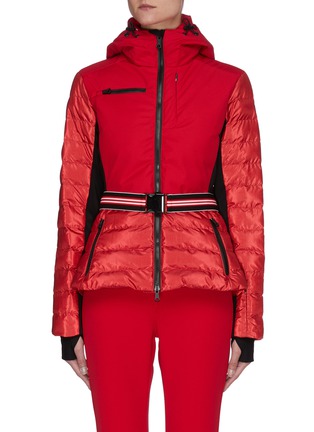 Main View - Click To Enlarge - ERIN SNOW - 'Kat' Belted Metallic Contrast Panel Hooded Puffer Ski Jacket