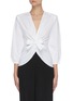 Main View - Click To Enlarge - PHILOSOPHY DI LORENZO SERAFINI - Front Ruch Puffed Sleeves Cotton Poplin Blouse