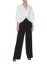 Figure View - Click To Enlarge - PHILOSOPHY DI LORENZO SERAFINI - Front Ruch Puffed Sleeves Cotton Poplin Blouse