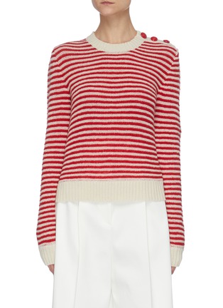 Main View - Click To Enlarge - PHILOSOPHY DI LORENZO SERAFINI - Buttoned shoulder striped cashmere sweater