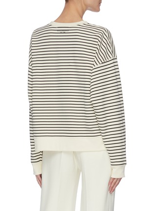Back View - Click To Enlarge - PHILOSOPHY DI LORENZO SERAFINI - Logo Embroidered Lace Hem Stripe Cotton Sweatshirt