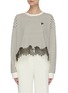 Main View - Click To Enlarge - PHILOSOPHY DI LORENZO SERAFINI - Logo Embroidered Lace Hem Stripe Cotton Sweatshirt