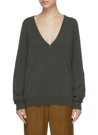 Main View - Click To Enlarge - EXTREME CASHMERE - Deep V Neck Reversible Cashmere Sweater