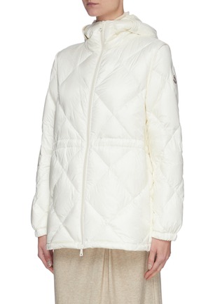 Detail View - Click To Enlarge - MONCLER - 'Sargas' Belted Diamond Quilt Down Jacket