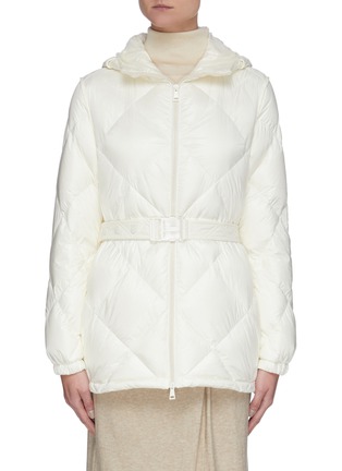 Main View - Click To Enlarge - MONCLER - 'Sargas' Belted Diamond Quilt Down Jacket