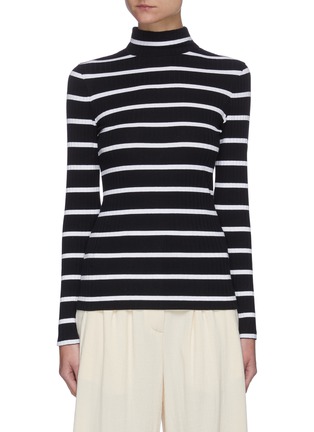 Main View - Click To Enlarge - NINETY PERCENT - Bold Stripe Roll Neck Organic Cotton Top