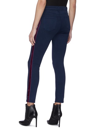 Back View - Click To Enlarge - L'AGENCE - 'MARGOT' Velvet Side Stripe Crop Skinny Jeans