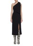 Main View - Click To Enlarge - C/MEO COLLECTIVE - 'Valance' Drape One Shoulder Front Slit Midi Dress