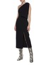 Figure View - Click To Enlarge - C/MEO COLLECTIVE - 'Valance' Drape One Shoulder Front Slit Midi Dress
