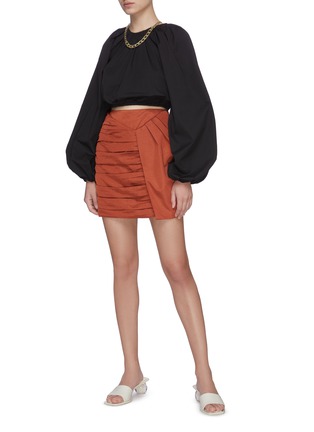 Figure View - Click To Enlarge - C/MEO COLLECTIVE - 'Emanate' Drape Panel Ruch Mini Skirt