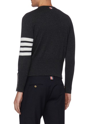 Back View - Click To Enlarge - THOM BROWNE - Four bar stripe crewneck sweater