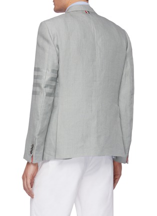 Back View - Click To Enlarge - THOM BROWNE - Four bar armband linen blazer