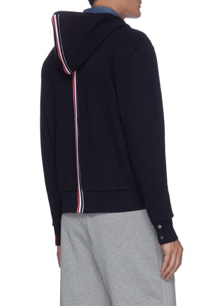 Back View - Click To Enlarge - THOM BROWNE  - Tricolour stripe hoodie