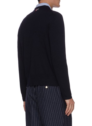 Back View - Click To Enlarge - THOM BROWNE  - Tricolour Stripe Merino Wool Knit Cardigan