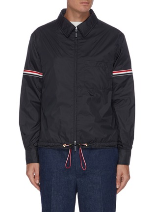 Main View - Click To Enlarge - THOM BROWNE  - Tricolour armband ripstop windbreaker jacket