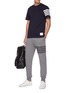 Figure View - Click To Enlarge - THOM BROWNE  - Bar stripe elastic drawstring waist sweatpants