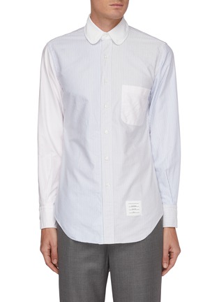 Main View - Click To Enlarge - THOM BROWNE  - Funmix university stripe rounded collar oxford shirt