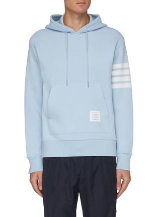 Main View - Click To Enlarge - THOM BROWNE  - Four bar stripe sleeve cashmere hoodie