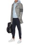 Figure View - Click To Enlarge - THOM BROWNE  - Four bar stripe sleeve cashmere hoodie