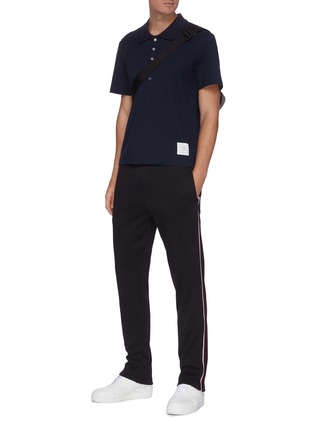 Figure View - Click To Enlarge - THOM BROWNE - Tricolour Tab Polo Shirt