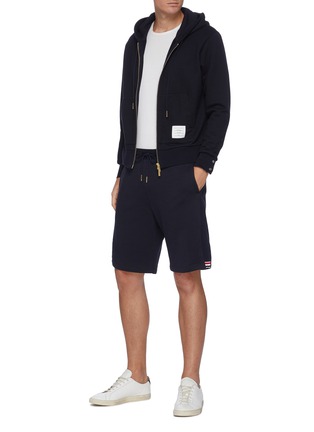Figure View - Click To Enlarge - THOM BROWNE  - Tricolour Tab Cotton Sweatshorts