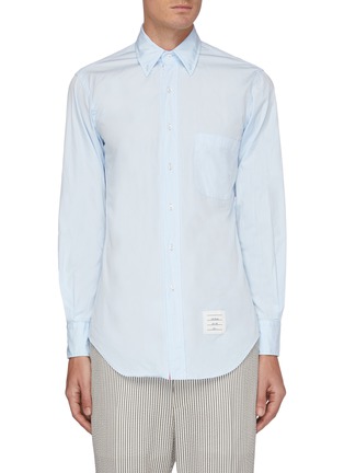 Main View - Click To Enlarge - THOM BROWNE - Slogan patch poplin shirt