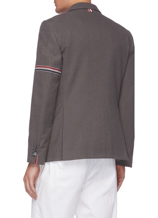 Back View - Click To Enlarge - THOM BROWNE  - Stripe armband bouclé cotton blazer