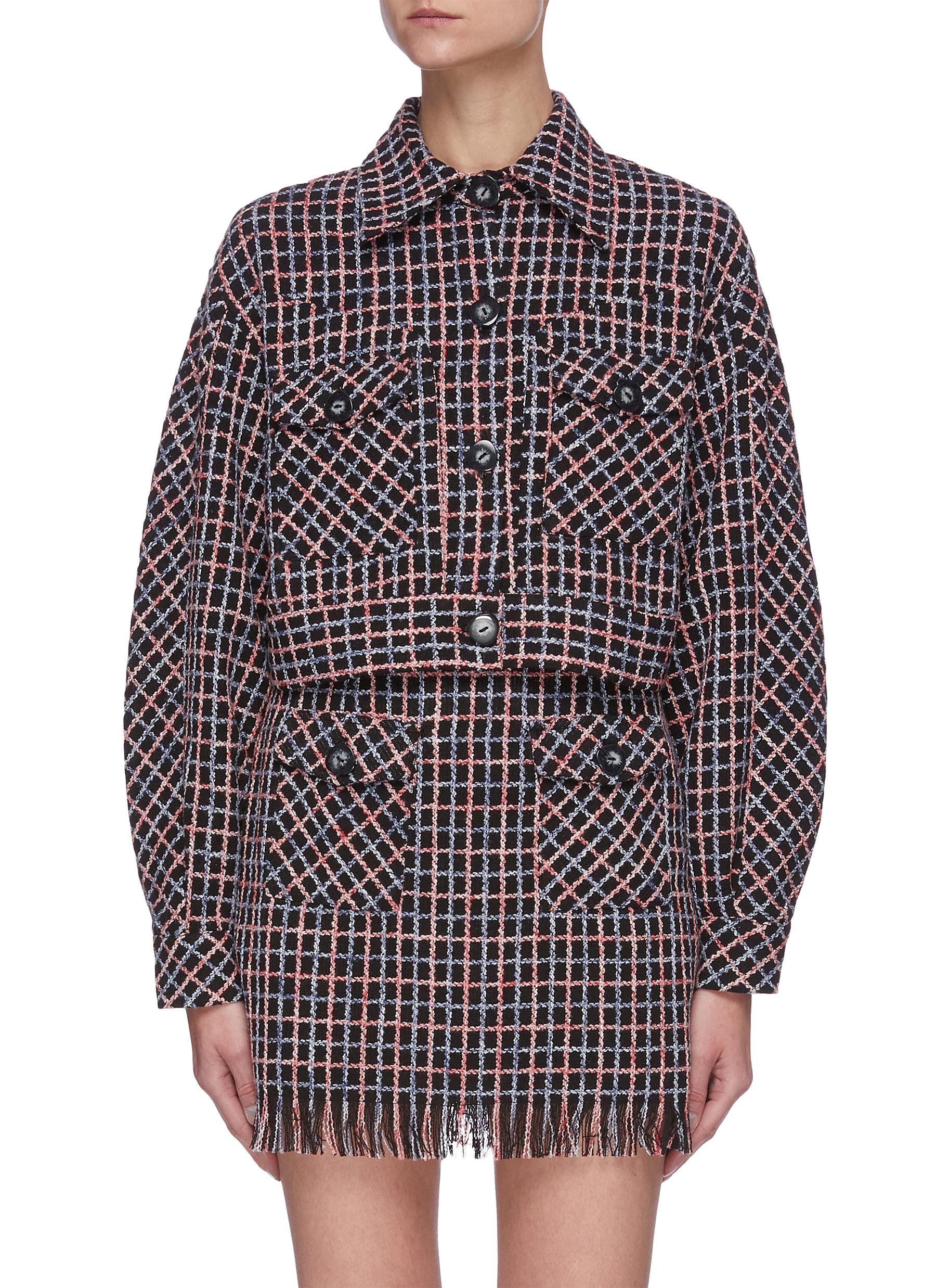 C/meo Collective Precise' Checked Crop Jacket In Multi-colour