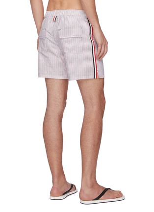 Back View - Click To Enlarge - THOM BROWNE  - Seersucker stripe swimming shorts
