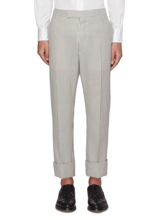Main View - Click To Enlarge - THOM BROWNE  - Striped backstrap seersucker pants