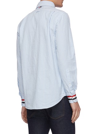 Back View - Click To Enlarge - THOM BROWNE  - Grosgrain Stripe Cuff Seersucker Shirt