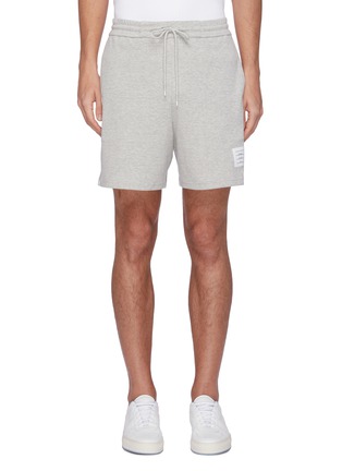 Main View - Click To Enlarge - THOM BROWNE  - Logo patch elastic drawstring waist track shorts