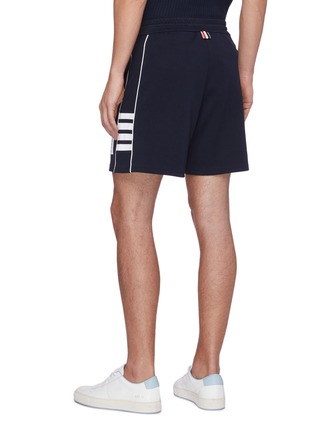 Back View - Click To Enlarge - THOM BROWNE  - Logo patch elastic drawstring waist track shorts