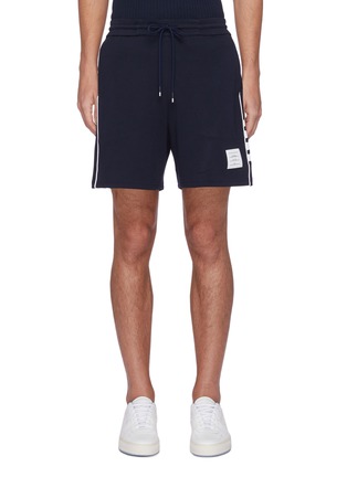 Main View - Click To Enlarge - THOM BROWNE  - Logo patch elastic drawstring waist track shorts