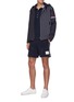 Figure View - Click To Enlarge - THOM BROWNE  - Logo patch elastic drawstring waist track shorts