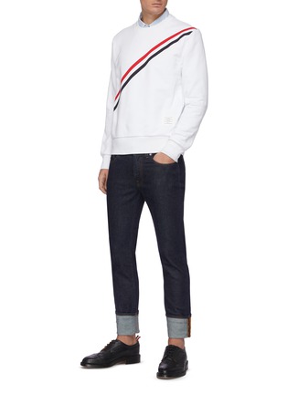 Figure View - Click To Enlarge - THOM BROWNE - Diagonal Grosgrain Stripe Sweatshirt