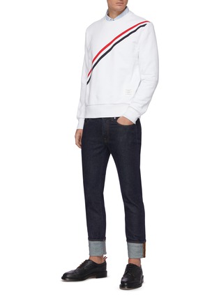 Figure View - Click To Enlarge - THOM BROWNE  - Diagonal Grosgrain Stripe Sweatshirt