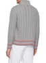 Back View - Click To Enlarge - THOM BROWNE  - Tricolour trim cable knit cardigan