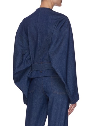 Back View - Click To Enlarge - BARENA - 'Melina Frusta' Belted Denim Wrap Jacket